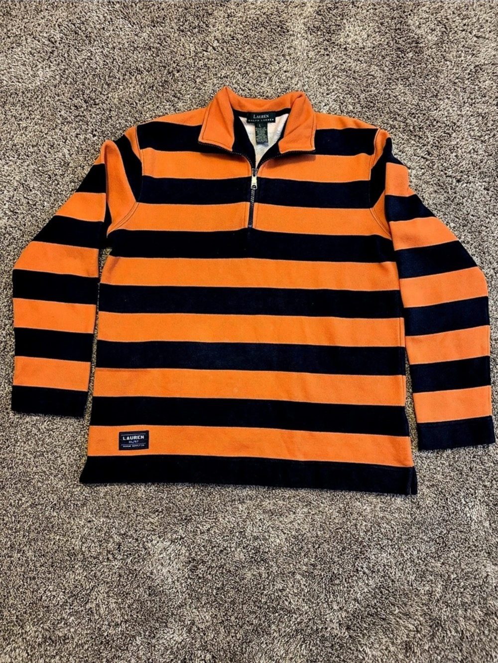 Vintage Ralph Lauren RL/67 Marine Supply Co. Striped Rugby Quarter Zip Pullover